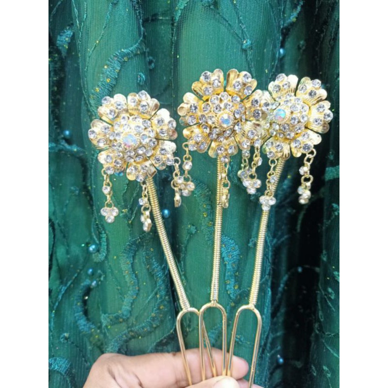Cunduk Mentul Kembang Goyang Bunga Matahari Gold Hiasan Sanggul Pengantin  Wanita | Shopee Indonesia