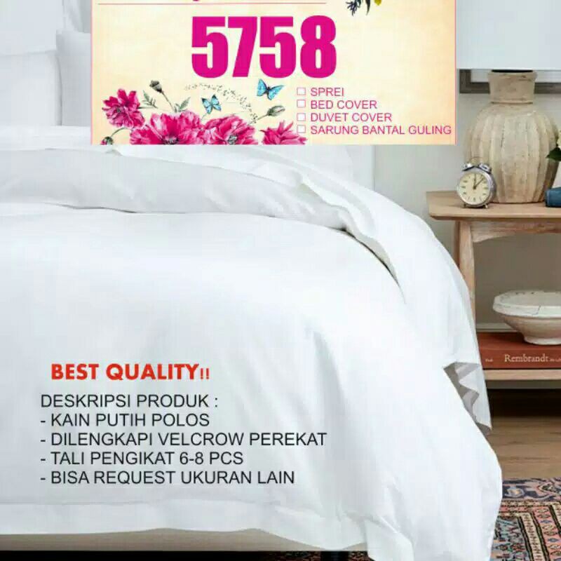 Jual READY Duvet cover / sarung bed cover putih polos