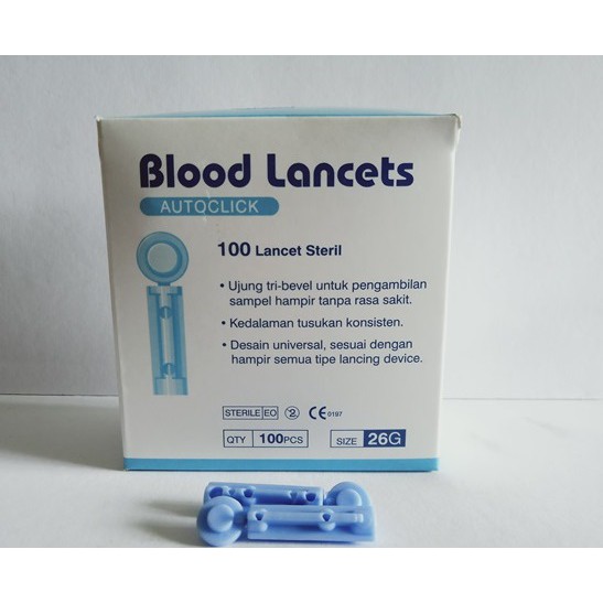 Jual blood lancet autoclick 26G 28G onemed isi 100 pc Shopee Indonesia
