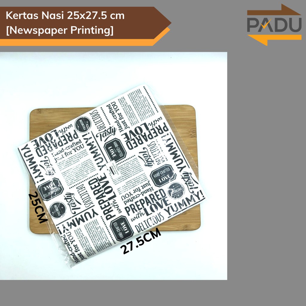 [100 Pcs] Kertas Nasi Laminasi (25x27.5 cm) Motif Printing Anti