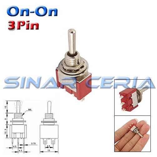 Saklar Toggle 3 Pin 2 Arah ONON Togel Switch Tuas MTS 102 Way Metal