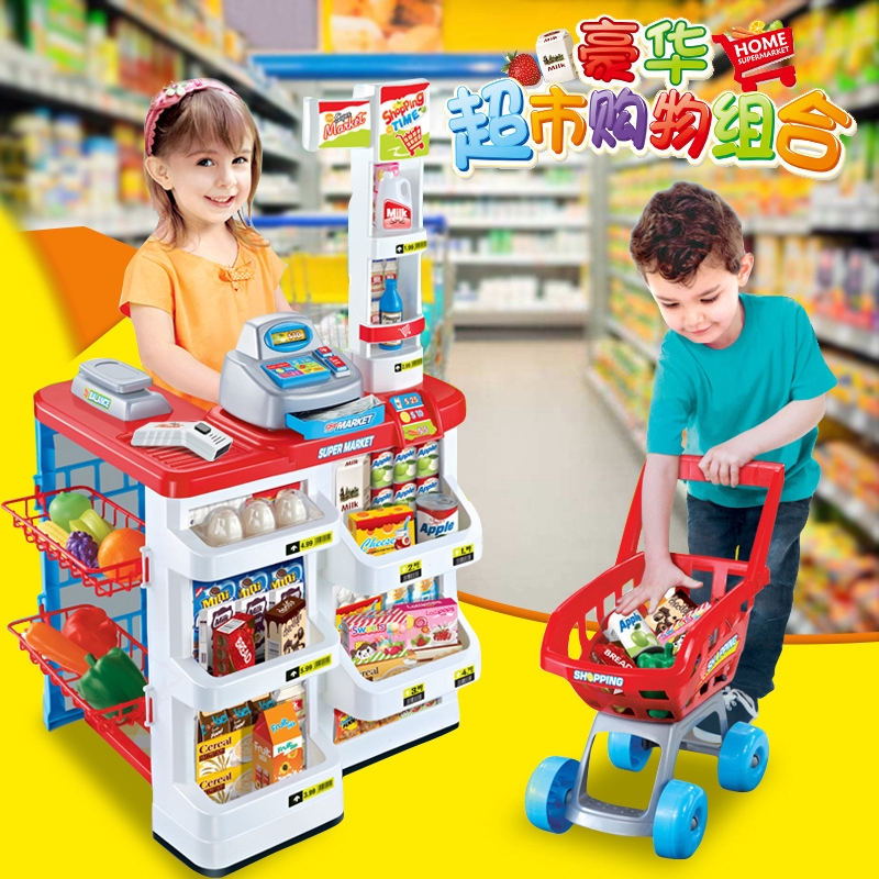 Jual Mmtoys Mb97 Mainan Anak Home Supermarket Jumbo + Trolley Mainan Kasir Kasiran Scanner Barcode | Shopee Indonesia