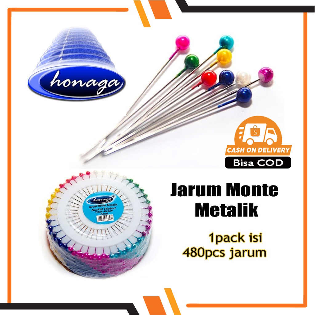 Jarum Pentul Mini Hijab Anti Karat Metalik HONAGA / Jarum Pentol Jahit