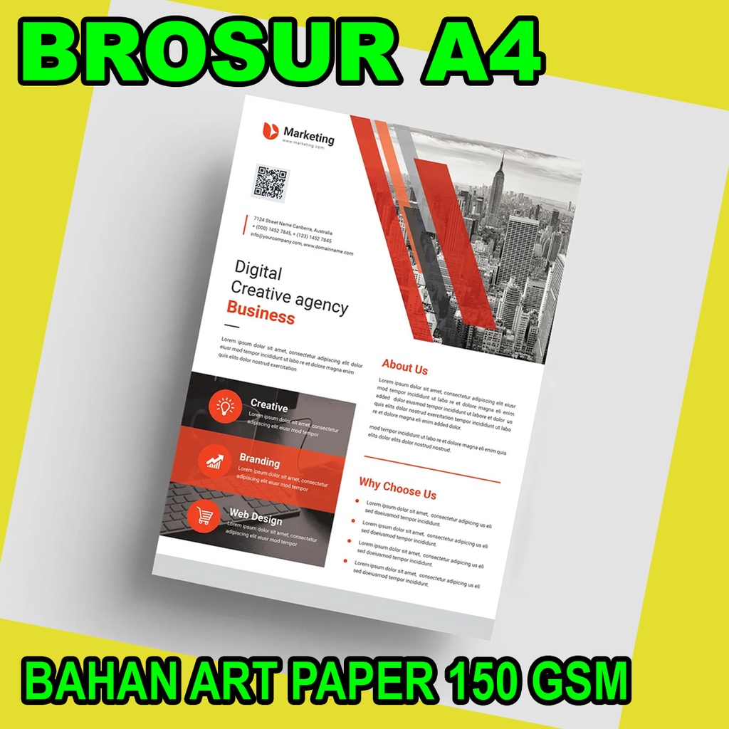 Jual Cetak Brosur A4 / Cetak Flayer / Leaflet Art Paper 150 gsm (min