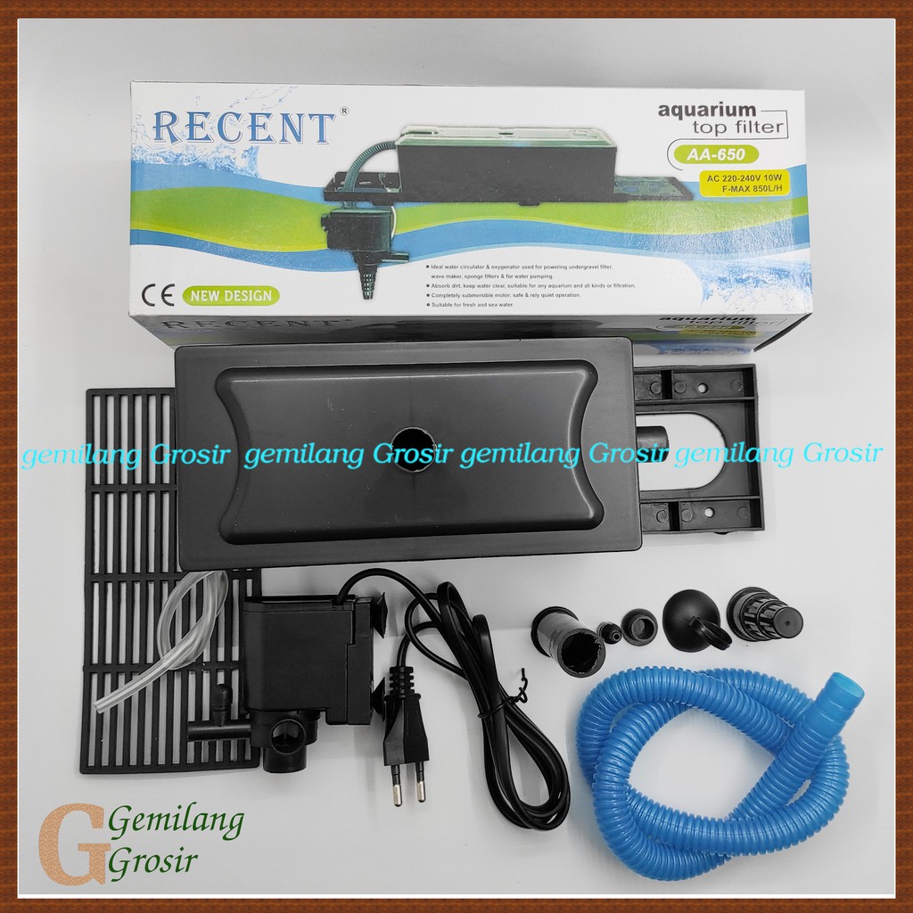 Set Mesin Pompa Akuarium Top Filter Selang Recent AA650