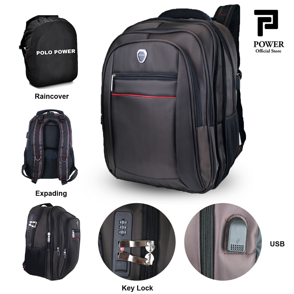 Polo Power Tas Ransel Pria Backpack Import Expanding USB Portable Polo Original Tas Punggung