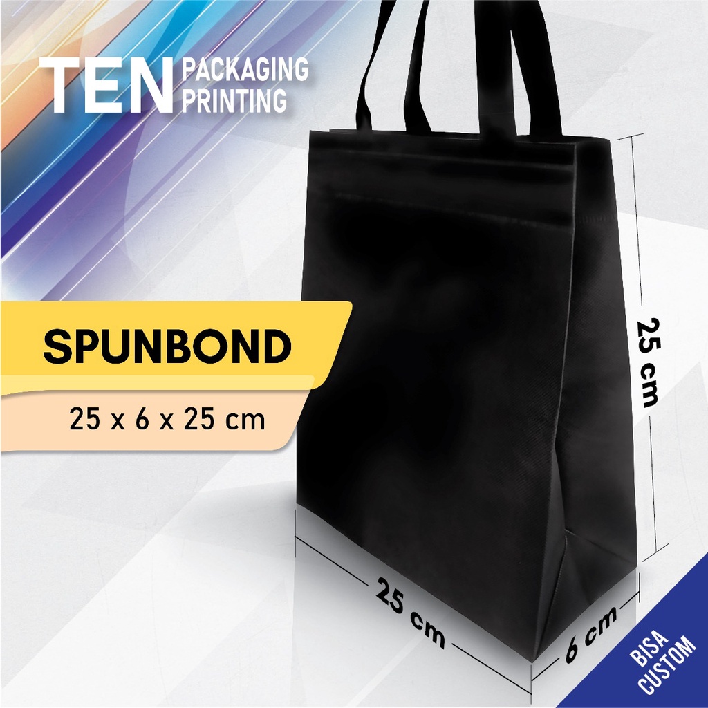 Jual Spunbond Box Bag Hitam 25x6x25 cm / Handle Tali / Goodie Bag (Harga per pcs) Shopee Indonesia