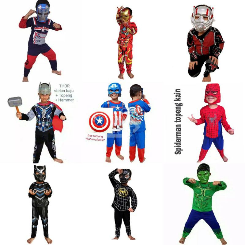 Jual KOSTUM BAJU ANAK AVENGERS SUPERHERO IRON MAN CAPTAIN AMERICA