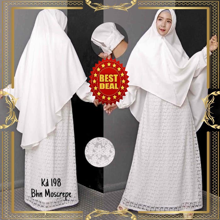 Baju Syari Putih / GAMIS Baju Umroh Haji / Fashion Muslim Busana Muslim