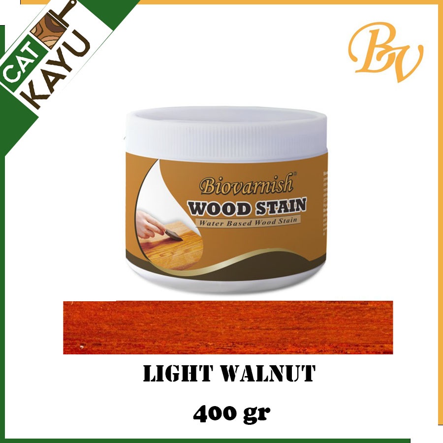 Jual Coating Kayu Biovarnish Wood Stain 400g Warna Light Walnut Pernis Kayu Sungkai Shopee