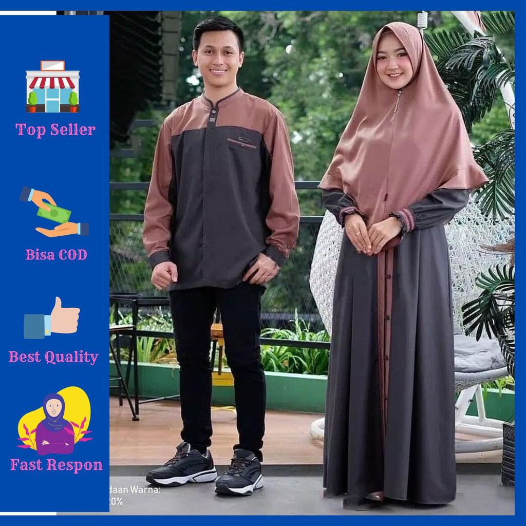 Baju Gamis Couple Farhana Setelan Murah Syari Kekinian