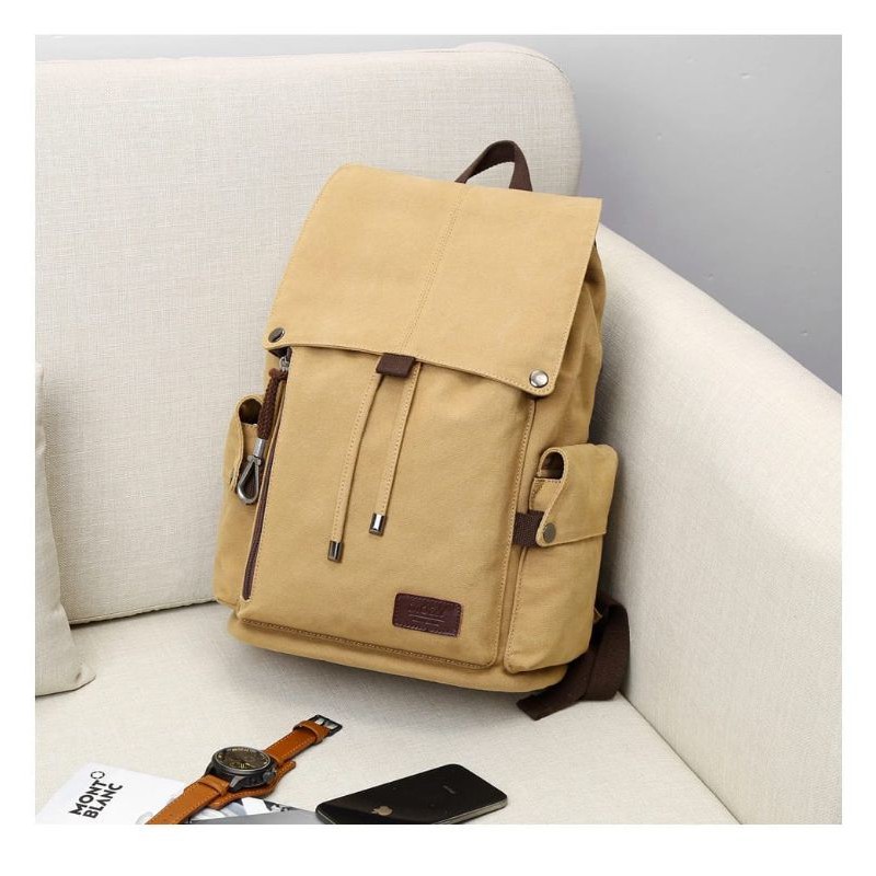 Korean 14 inch canvas laptop backpack for men and women