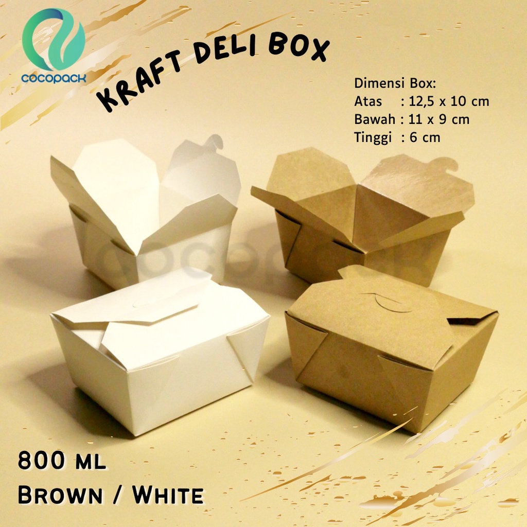 Jual Kraft Paper Deli Lunch Box 800ml (10 PCS) Shopee Indonesia
