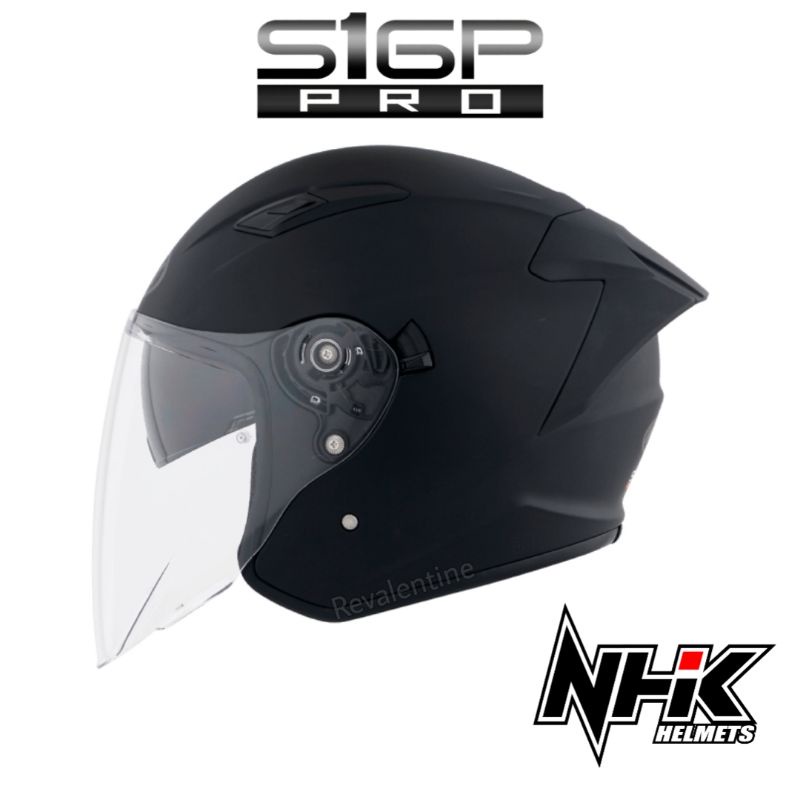 Jual NHK S1GP PRO Black Matte Solid Double Visor Helm Half Face
