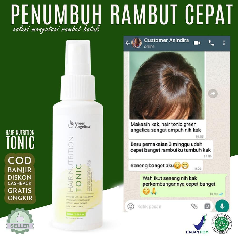 Jual Penumbuh Rambut Botak Super Cepat Alami Tanpa Efek Samping BPOM  Original - Green Angelica Hair Tonic Indonesia|Shopee Indonesia