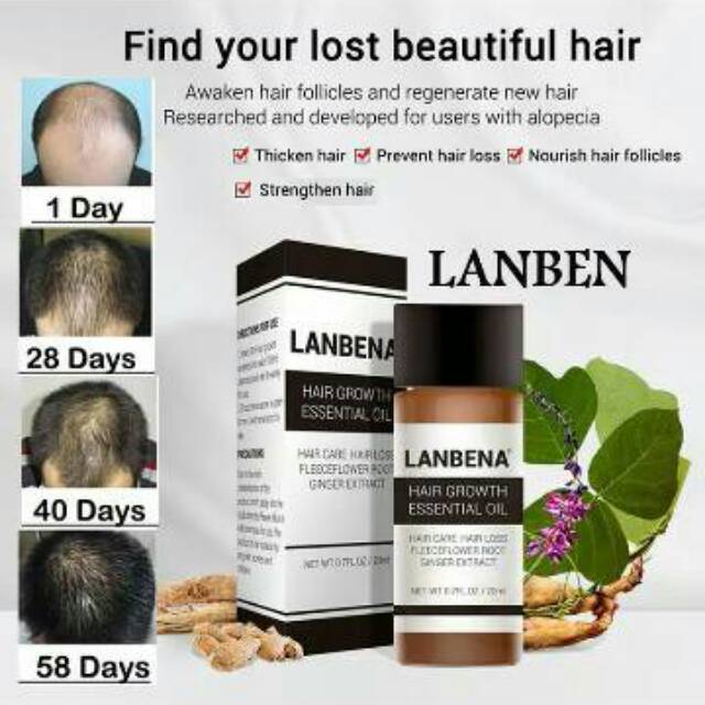 LANBENA penumbuh rambut ultra cepat anti botak hair growth