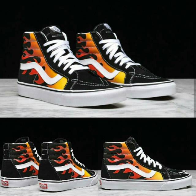 SEPATU CASUAL VANS SK8 FLAME MOTIF API HIGH Shopee Indonesia
