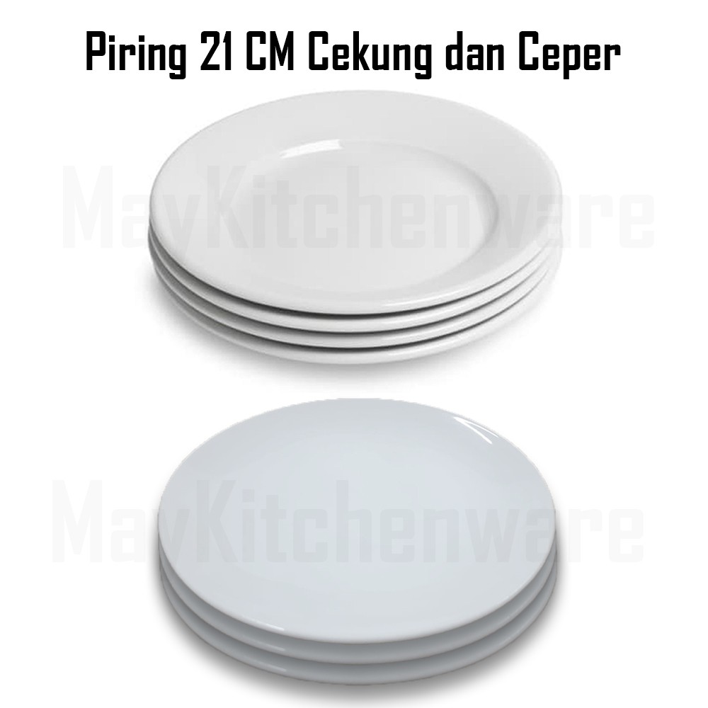 Jual Piring Keramik 21cm Murah Putih Makan Dinner Plate Ceramic Cafe