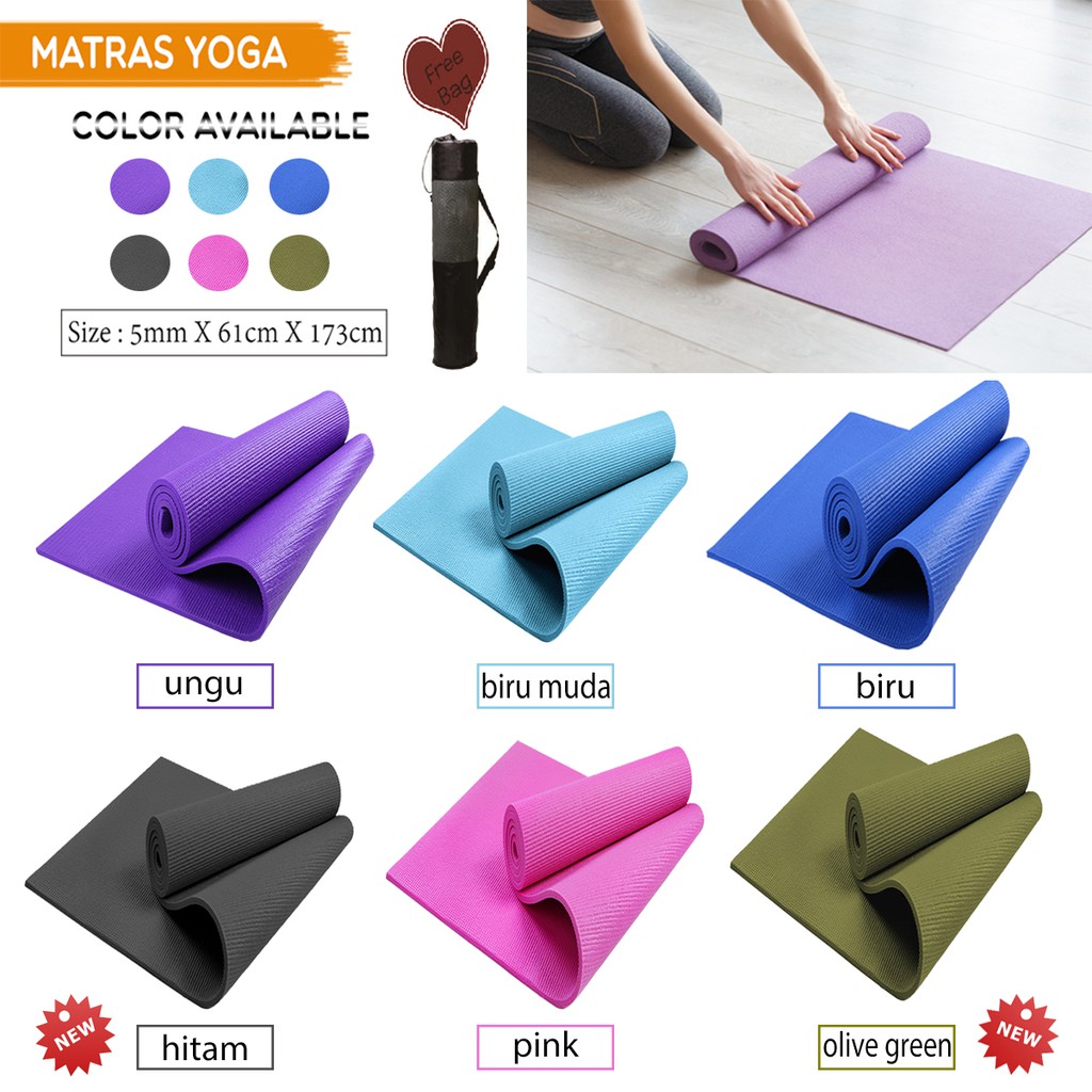 Jual Matras Olahraga Premium Pvc Tebal 5 mm Alas Yoga Matt Anti Slip