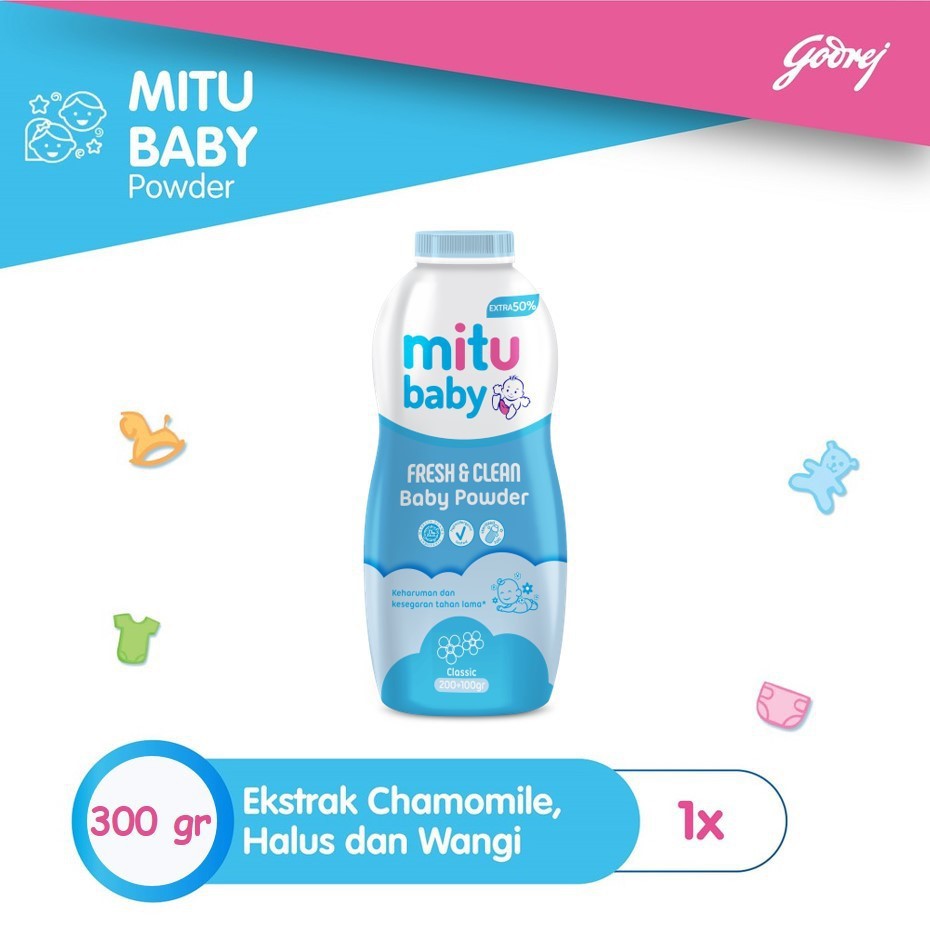 Mitu Baby Powder Fresh & Clean Blue Classic 200 + 100 gr Shopee Indonesia
