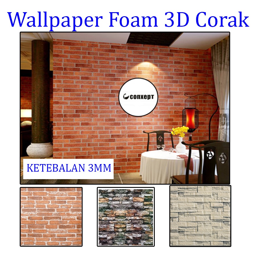 Jual TT Wallpaper Foam 3D Brick Wall Paper Stiker Corak Wall Sticker