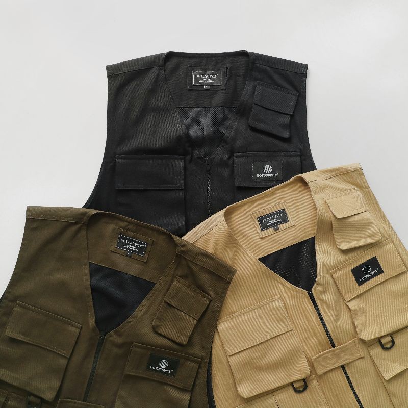 OOTD Utility Vest Olive Black Cream l Rompi lapangan l