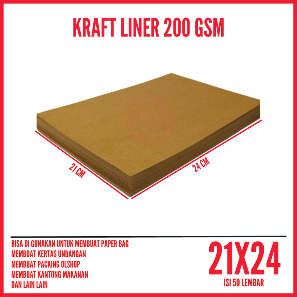 Jual Kraft Liner 200gsm Custom Isi 50 Lembar / Kraft Liner 21x24 200gsm