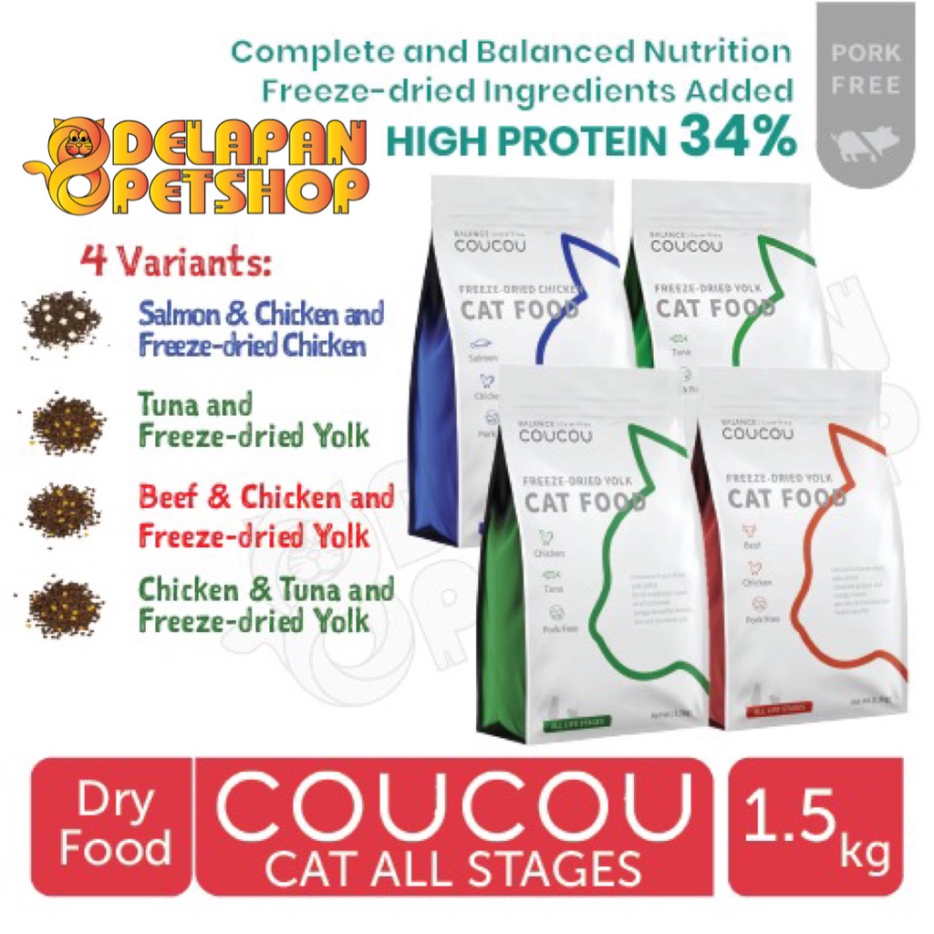Jual COUCOU Super Premium Cat Food for All Life Stages 1.5 Kg / High
