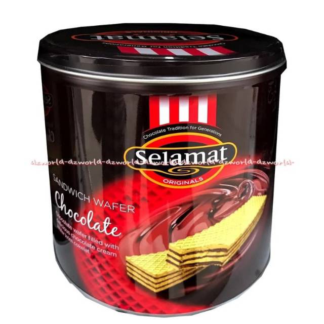 Selamat Chocolate Sandwich Wafer 750grWafer Coklat Kaleng