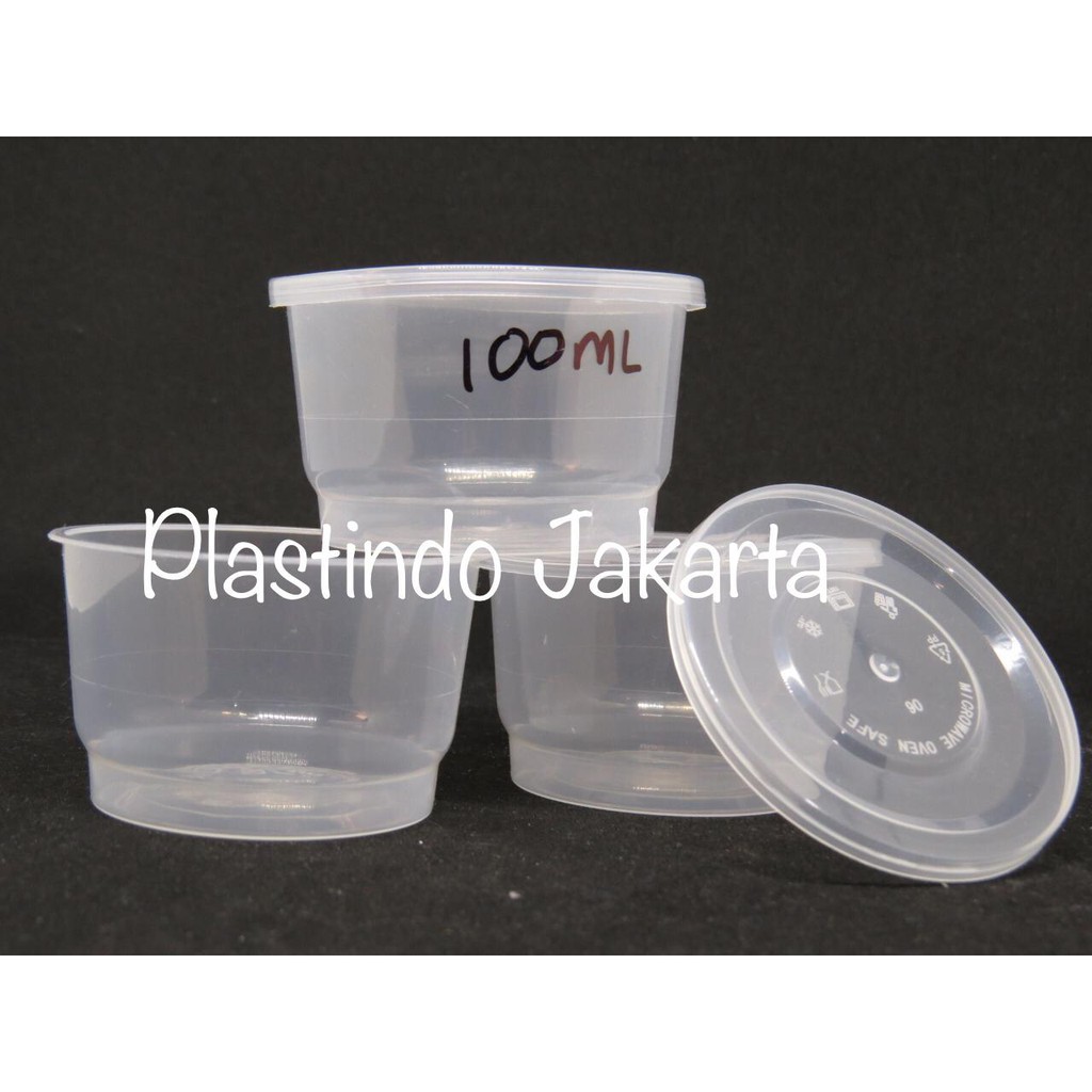 (pcs) thinwall cup plastik + tutup 100ml 150ml mini gelas puding jelly es krim kue saus Shopee