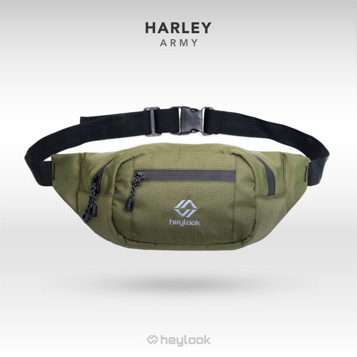 Jual TAS SELEMPANG PRIA WAIST BAG HARLEY SEMIWATERPROOF HEYLOOK ARMY