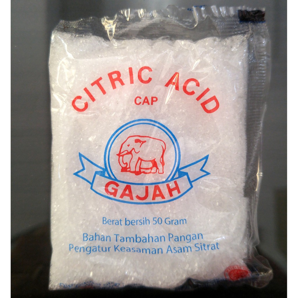 Jual Citric Acid / Citrun Cap Gajah kemasan 50 gr