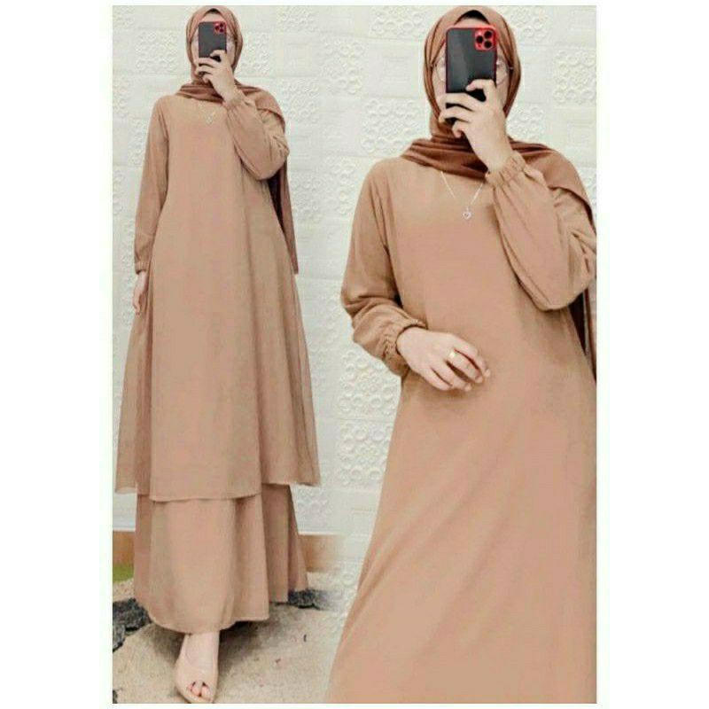 Jual Gamis Malaysia Lengan Polos Coklat Susu Ld 110Cm | Shopee Indonesia