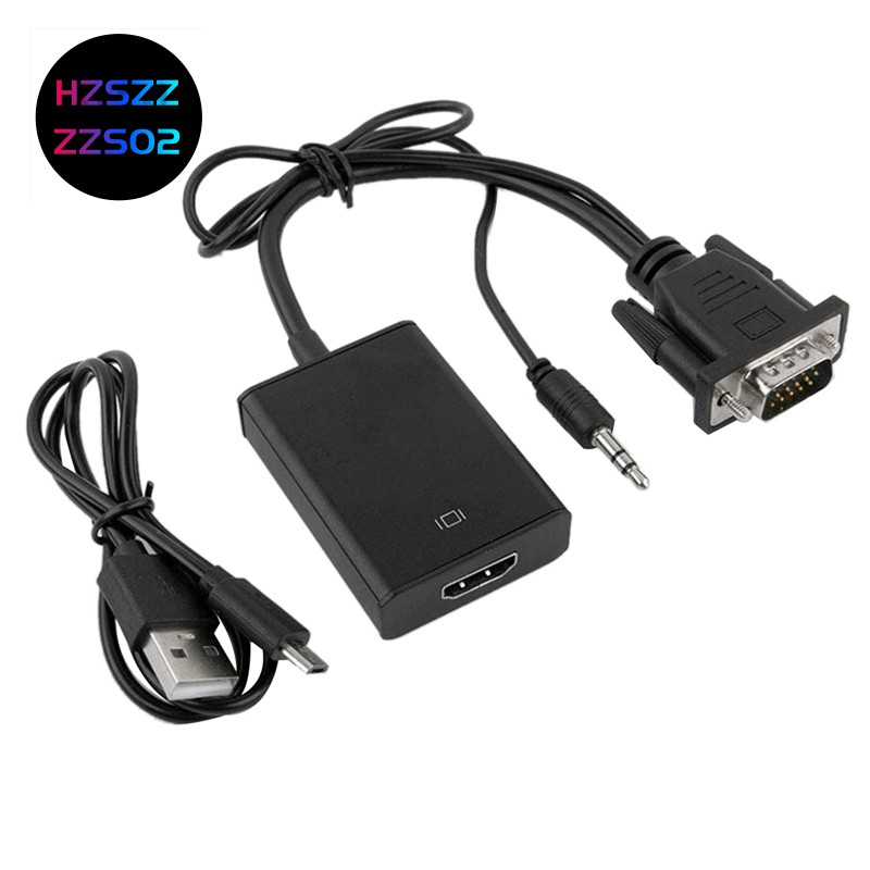Jual Vga To Hdmi Adapter, 1080P Vga Male Input To Hdmi Female Output Converter With Audio And Power Supply Port | Shopee Indonesia