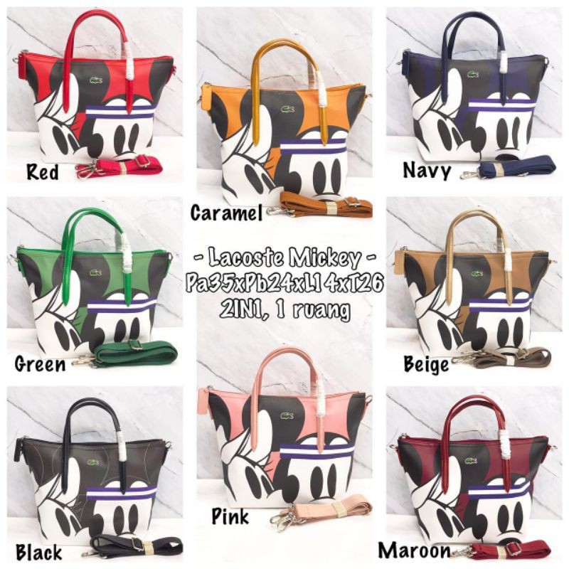 Murahnich Tas Wanita selempang lacoste mickey 2in1 import