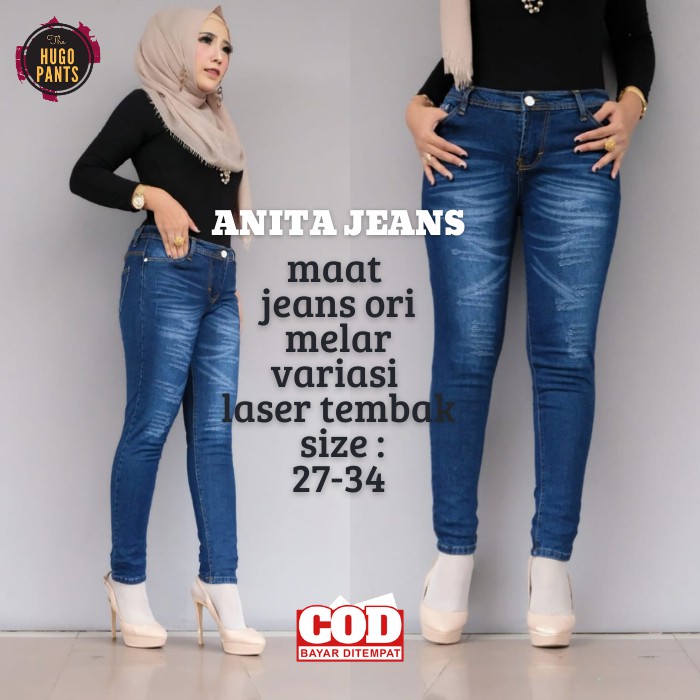 Jual Celana Jeans Panjang Sobek Laser Skinny Wanita Jumbo // Size 27-34 Cewek Murah | Shopee Indonesia