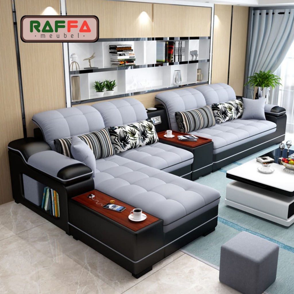 Jual MODEL TERBARU SOFA MINIMALIS LETER L PLUS SOFA RUANG TAMU