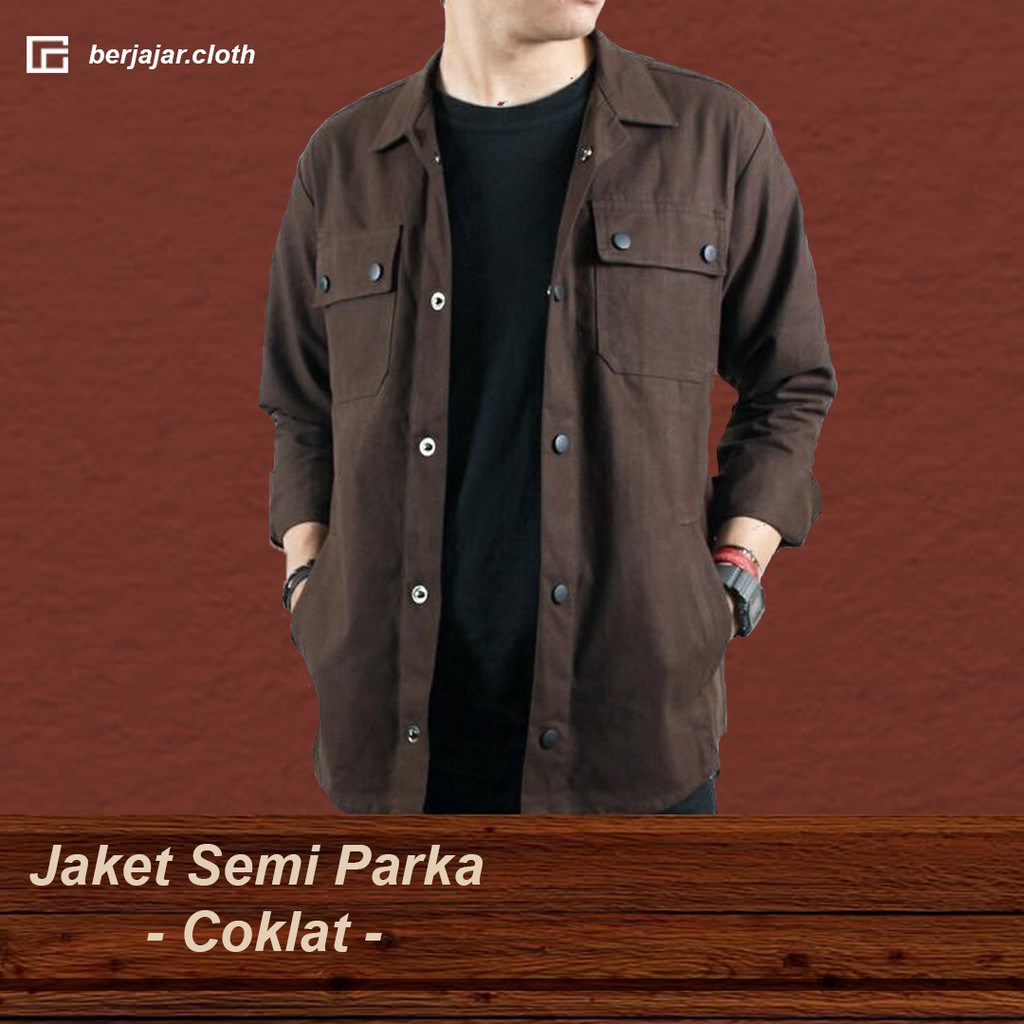 Jual Jaket Semi-Parka Pria Lokal Berkualitas - Coklat | Shopee Indonesia