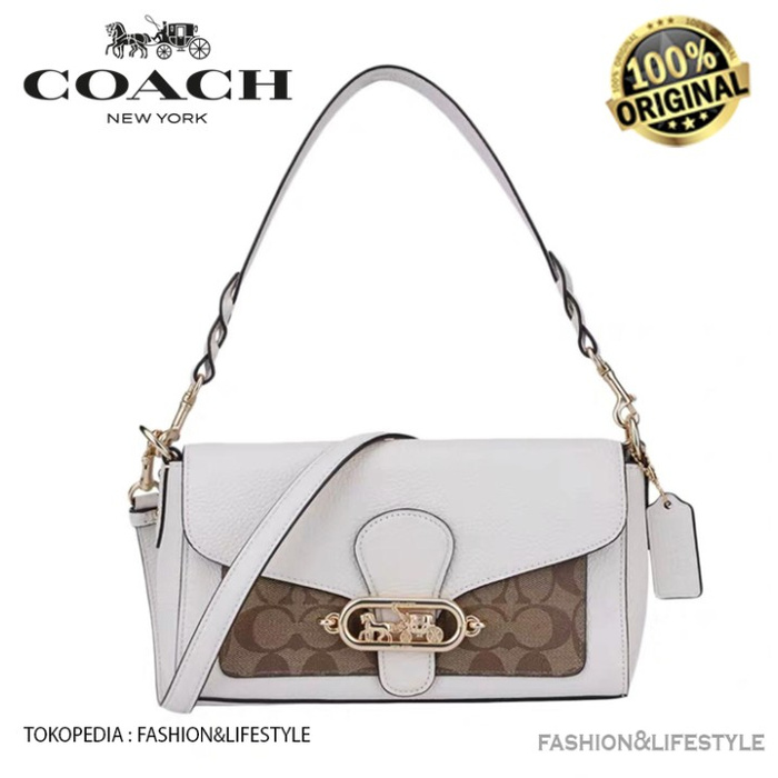 Jual Coach Jade Shoulder Bag In Signature Canvas With Detail White Original Shopee Indonesia