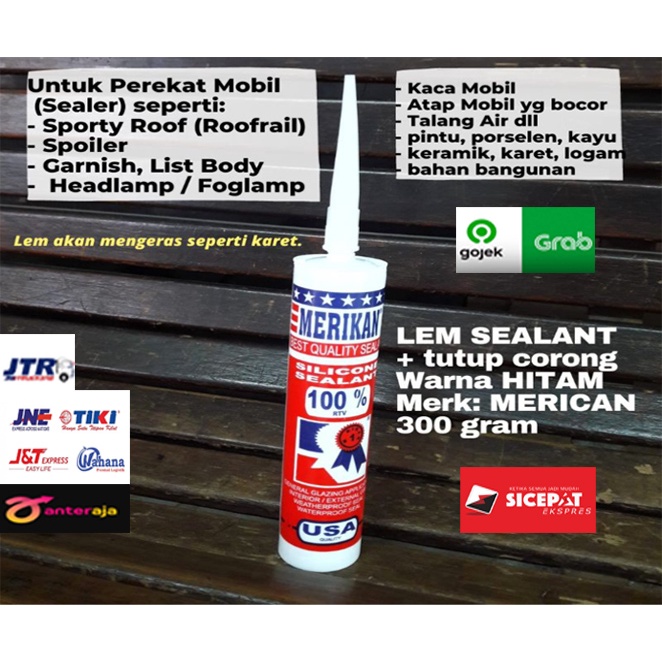 Jual Lem Mobil Sealant Silicon MERIKAN HITAM 300 gram Perekat Serbaguna