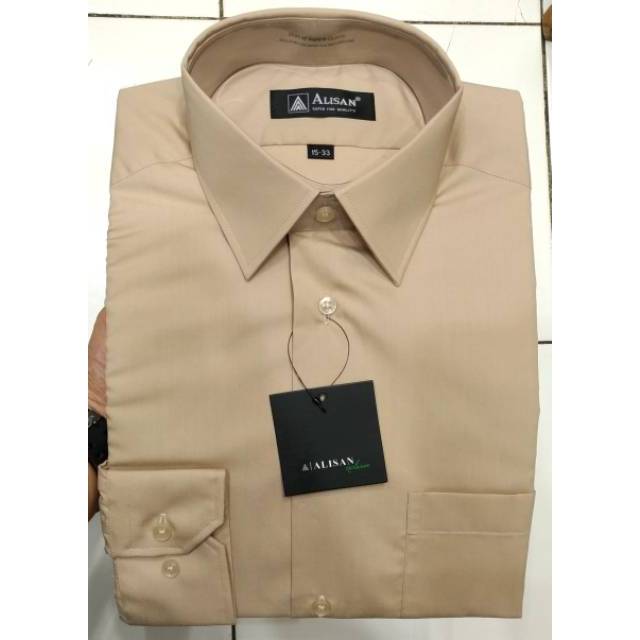 Jual Alisan Kemeja Pria Coklat Muda Lengan Panjang Reguler Dan Slimfit C1 | Shopee Indonesia