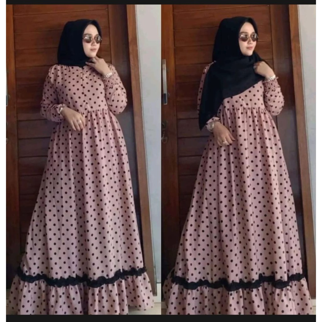 Yunna Polka Dress Gamis Monalisa Gamis Polkadot