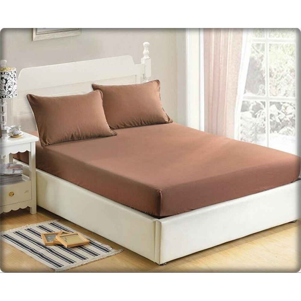Jual Set Sprei Polos Warna Coklat Tua | Shopee Indonesia