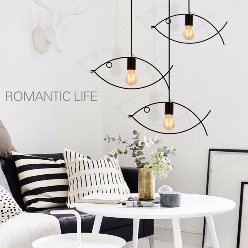taklampa heaven Jual Nordic Style Fish Shape Iron Lamp Pendant Lights With Light Bulb Kitchen Modern Minimalist Geometric Hanging Lamp Home Lighting Fixtures Indonesia|Shopee Indonesia