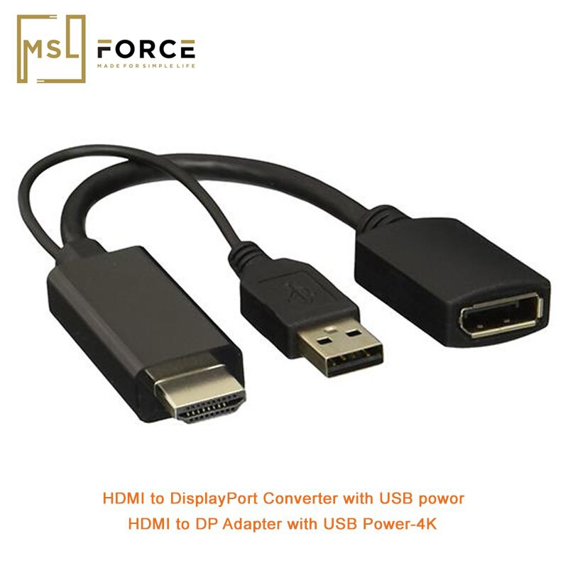 Jual Aktif Hdmi Ke Displayport Converter Dengan Usb Power 4K Displayport Monitor Tv Displayport Female | Shopee Indonesia