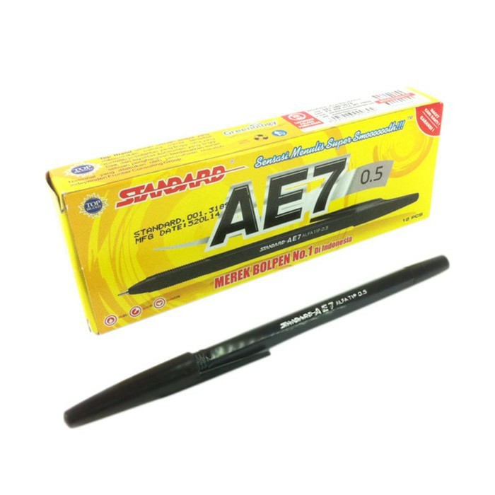 Pulpen Standard Ballpoint Standard AE7 warna Hitam (Pack 12 pcs