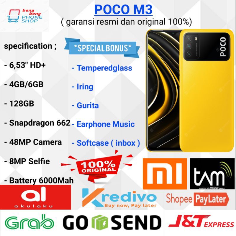 XIAOMI POCO M3 RAM 6GB 128GB GARANSI RESMI BONUS