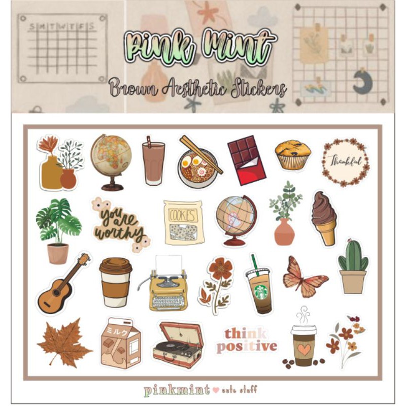 Jual Sticker Aesthetic Brown | Shopee Indonesia