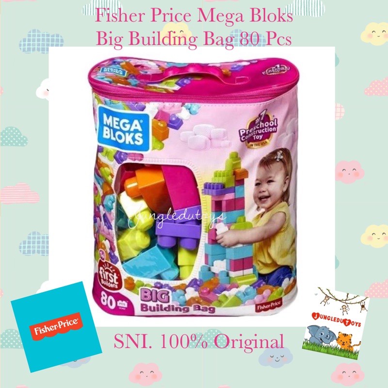 Jual Fisher Price Mega Bloks Big Building Bag 80Pcs Pink Mainan Edukasi Balok Anak Indonesia|Shopee Indonesia