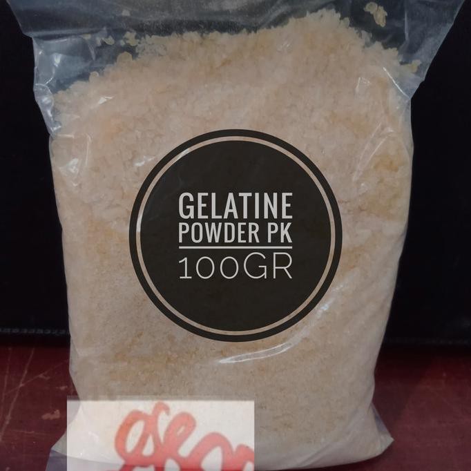Jual BAHAN KUE GELATINE / GELATIN HALAL MUI FOOD GRADE EX. RRT 100 GRAM